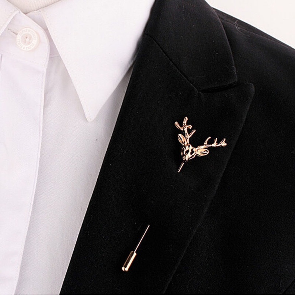 NWT Silver or Gold Stag Lapel Pin Headscarf Animal Formal Suit Novelty Deer